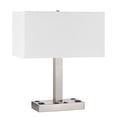 thumbnail image 1 of Lámpara de mesa Benzara Colm de acero cepillado, 53 cm, con 2 salidas USB, 1 of 5