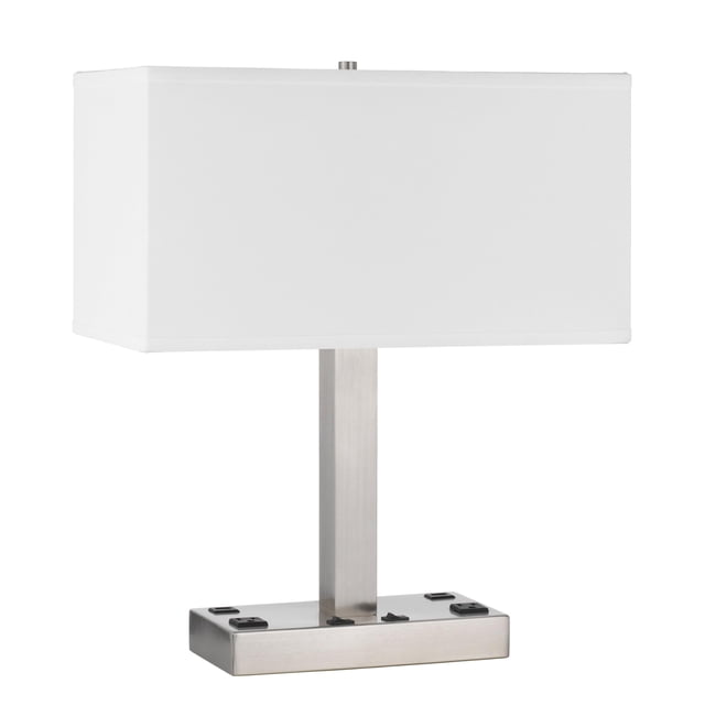 Lámpara de mesa Benzara Colm de acero cepillado, 53 cm, con 2 salidas USB