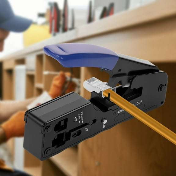 Ikoopy Network Tool Kit Portable Ethernet Cable Crimper Kit RJ45 Crimping Tool Kit Ethernet Crimping Tool with Network Cable Tester Shielded Pass Through Network Connector for Network