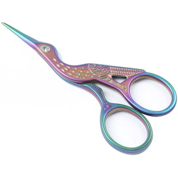 Stainless Steel Sharp Tip Classic Stork Scissors Crane Design Sewing Scissors DIY Tools Dressmaker Shears Scissors for Embroidery, Craft, Needle Work, Art Work & Everyday Use (3.6", Colorful)