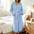 thumbnail image 3 of FAHUOMU Hooded Bathrobes For Women Knee Length Tie Front Plush Sleepwear Ultra Soft Robes With Pockets Winter Warm Clothe, 3 of 7