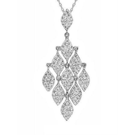 Double Swarovski Crystal Drop Necklace - Sterling Silver Chandelier Pendant Necklace made with Swarovski Crystals