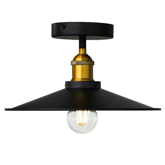 CWI Lighting Brave 1 Light Farmhouse Metal Flush Mount in Black
