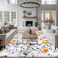 thumbnail image 3 of 8'x10' Area Rugs, Grey Orange Spring Floral Indoor Outdoor Area Rug for Living Room Bedroom, Summer Botanical Farmhouse Washable Bathroom Rugs Kitchen Floor Carpet Mats Home Decor Aesthetic, 3 of 8