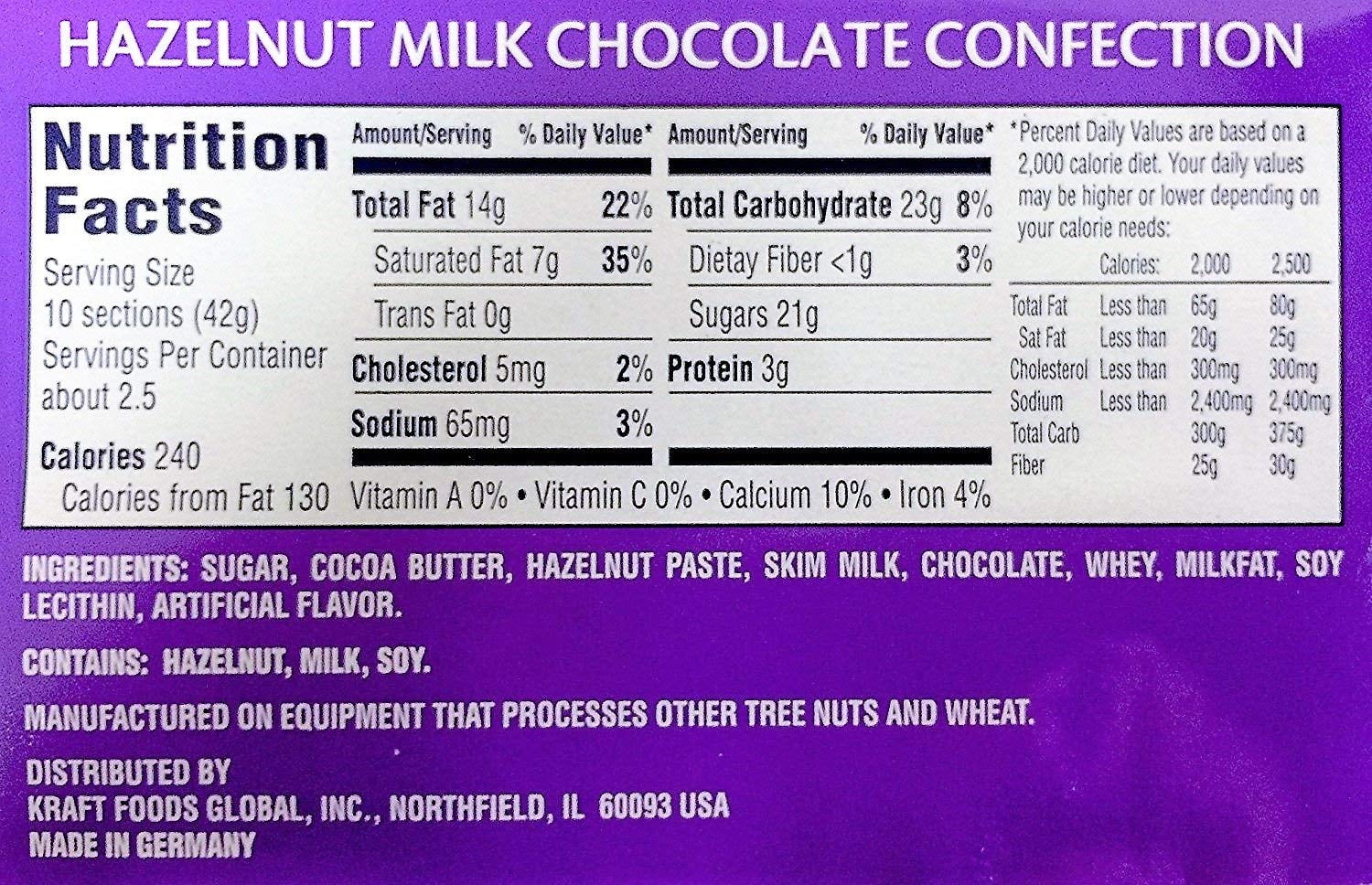 Milka Hazelnut Milk Chocolate Confection, 100g/3.5oz (NOISETTE, PACK OF 5)