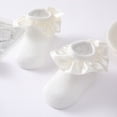 thumbnail image 6 of TELOLY Kids Socks,0-12 Months Ruffle Socks,Anti-Slip Pattern Lace Socks,White1, 6 of 7