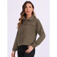 thumbnail image 2 of DARING DIVA Women's Waffle Shacket Pocket Collared Shirt Jackets S Dark Brown, 2 of 6