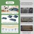 thumbnail image 3 of 108" Cloud Couch Sectional, Deep Seating Modular Sofa with L-Shaped Chaise, Boneless Upholstered Corduroy Sectional for Living Room or Apartment, No Assembly Required (Blue, Left Facing Chaise), 3 of 20