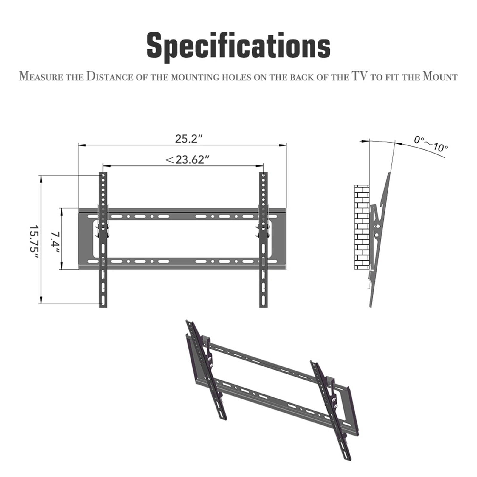 Youngshion TV Mount Fixed for Most 32-70 Inch LED, LCD and Plasma TV, TV Wall Mount TV Bracket up to VESA 400x400mm and 110 LBS Loading Capacity, Low Profile and Space Saving Flat Mount