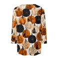 thumbnail image 5 of Womens Halloween Shirts Pumpkin Bat Print 3/4 Sleeve Horror Blouse Witch Hat Loose Fit Crew Neck Cute Scary T-Shirt 2XL, 5 of 6