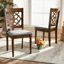 Baxton Studio Renaud Modern and Contemporary Grey Fabric Upholstered and Walnut Brown Finished Wood 2-Piece Dining Chair Set