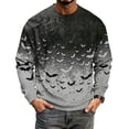 thumbnail image 4 of Rexolia Mens Oversized Waffle T Shirt Halloween Spider Bat Graphic Long Sleeve Casual Comfort Top Gray M, 4 of 7