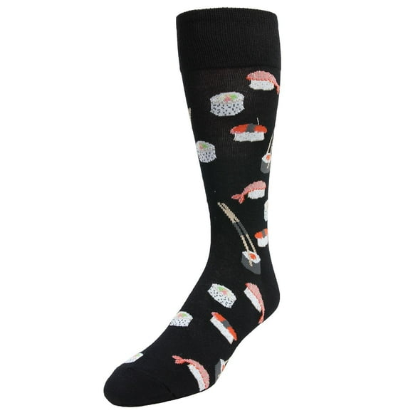 MeMoi Bento Rayon Blend Assorted Sushi Men's Crew Socks Black 10-13