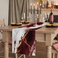 thumbnail image 2 of Marble Red 72 Inch Table Runner, Modern Abstract Gold White Brick Stone Motif Farmhouse Dresser Scarf Cotton & Linen Tablerunner for Dining/Kitchen Island/Holiday Party Décor 13" x 72", 2 of 9