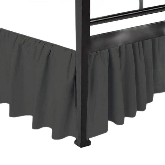 Jupe de Lit à Volants Coins Fendus Ultra-Doux Poly Coton/microfibre jusqu'à 18 Pouces Chute Expertise Ajustement Parfait Sans Plis Jupe de Lit Anti-Poussière (Simple TG-Gris Foncé)(Disponible en Toutes Tailles de Lit et 10 Couleurs)