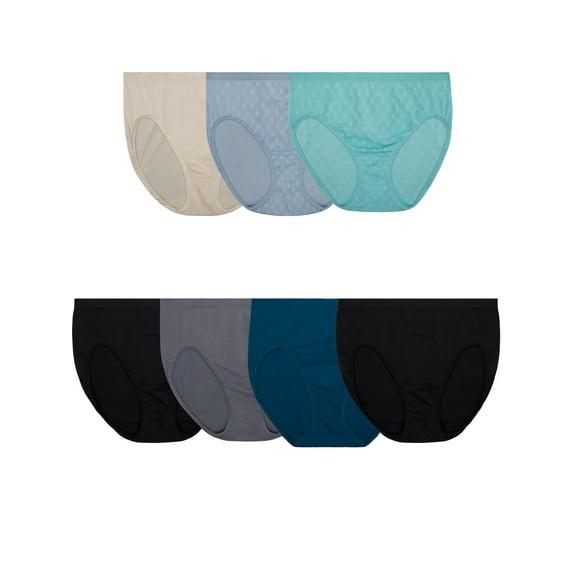 Fruit of the Loom Women's 360 Stretch Seamless Hi-Cut Brief Underwear, 6 1 Bonus Pack