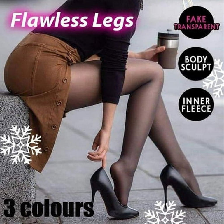 2Pcs Thermal Pantyhose Woman Winter Sock Pants Polar Fake Stocking for  Women Panty Skin Effect Translucent Fleece Tights Warm Legging