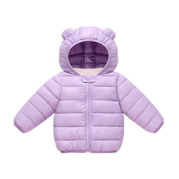 fatyb Toddler Winter Coat Baby Boys Girls Hooded Lightweight Quilted Jacket Full Zip Puffer Coat Outerwear