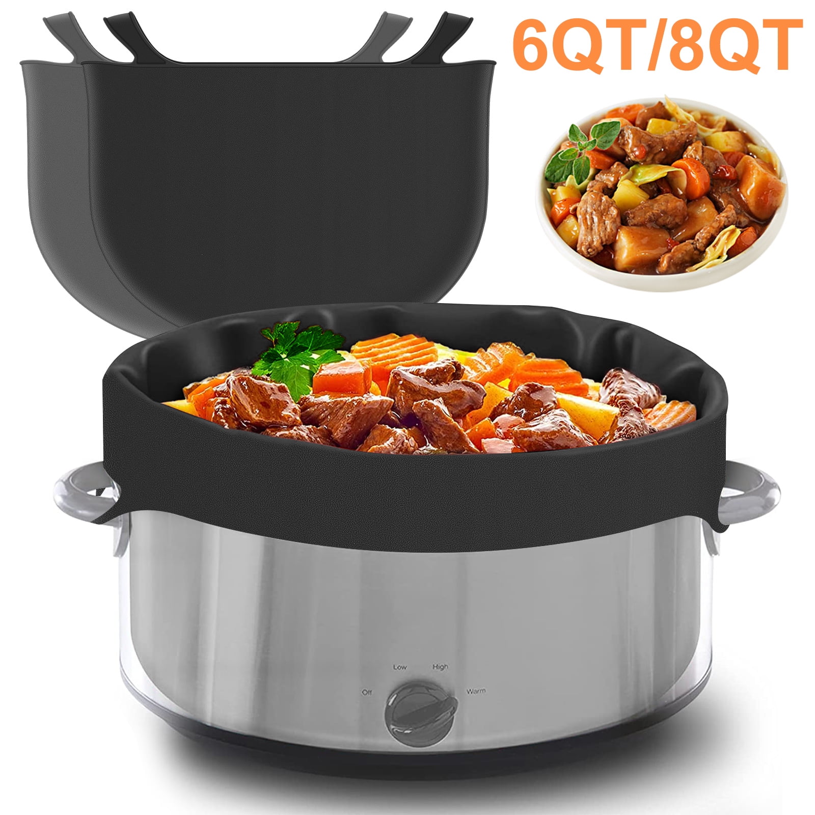 Austok 2Pcs Slow Cooker Divider Liner Reusable & Leakproof Silicone