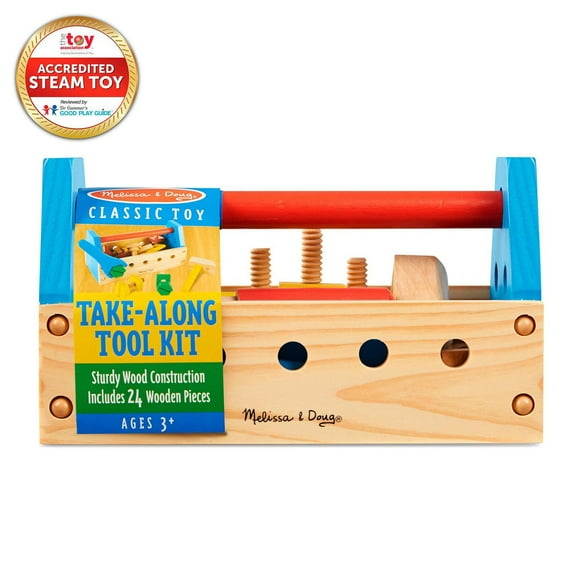 Melissa & Doug Take-Along Tool Kit Wooden Construction Toy (24 pcs)