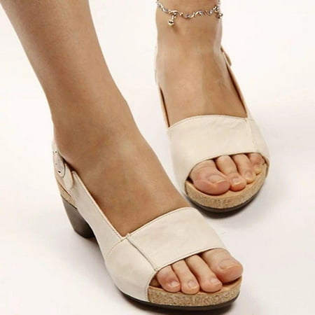 

Women s Sandals Chunky Heel Fish Mouth Sandals 2022 Summer Beach Vacation High Heel Wedge