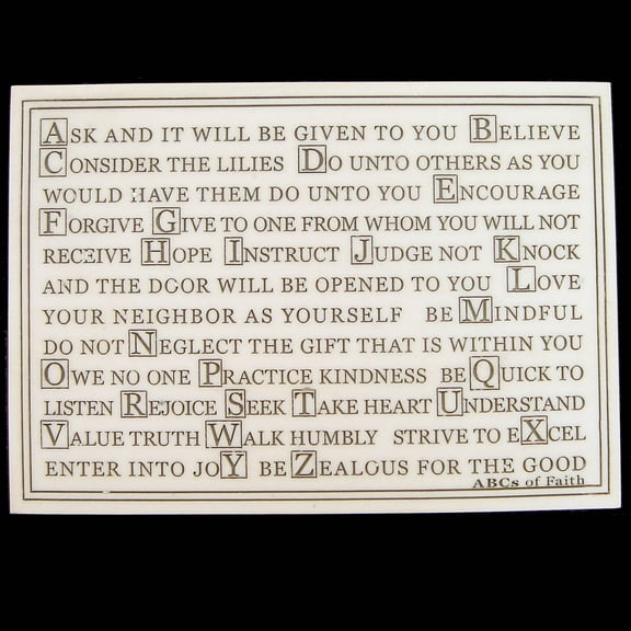 Abcs ABC'S Alphabet of Faith Marble Finish Plaque Stand Up Sign Home Wall Decor