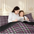 thumbnail image 3 of Manfei Vintage Plaid Queen Comforter Set,Retro Grid Comforter Sets Queen,Red Green Pink,Black Reversible,3-Piece,1 Comforter and 2 Pillowcases,3-Piece,1 Comforter and 2 Pillowcases, 3 of 6