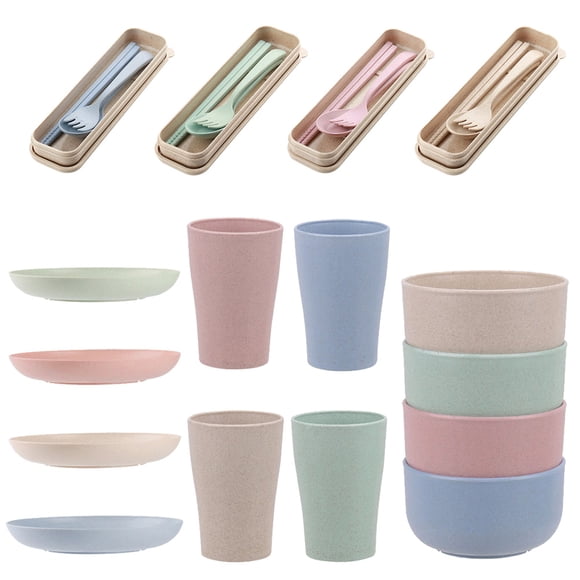 1 Set of Cutlery Set Food Plates Food Bowls Noodle Bowls Water Cups Chopsticks