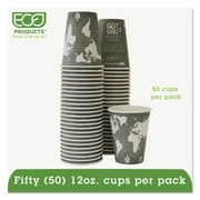 Eco-Products Epbhc12wapk World Art Renewable/Compostable Hot Cups 12 Oz Gray 50/Pack (Ecoepbhc12wapk)