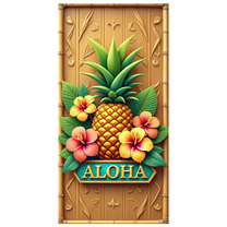 Decorative Design Tropical Theme Aloha Banner Colorful Theme Hibiscus Flower Pineapple Design for Summer Party Hawaiian Celebration Luau Event