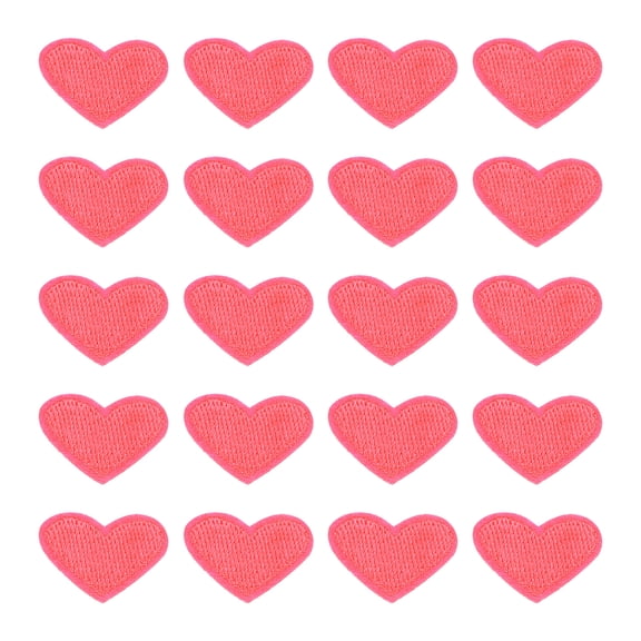 Uxcell 20 Pack Heart Iron on Patches, Embroidered Sew on Applique Patches, Rose Red