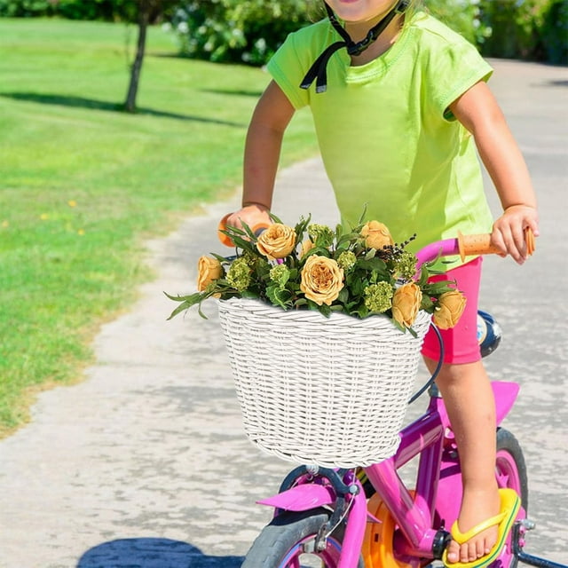 Kid's Front Hforlebar Bike Basket Material Hfor Woven Bicycle Basket Detachable