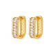 thumbnail image 1 of Pendientes de aro cuadrados con circonita brillante para mujer, aretes de acero inoxidable de Color dorado, joyería de Navidad de lujo, aretes de boda, 1 of 5