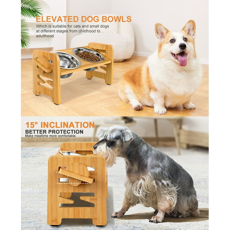 Elevated Dog Bowls Raised Pet Bowl Stand Adjustable Height 2 Stainless  Steel Bowls Dog Food Bowls for Puppy Cats Large Dogs - AliExpress