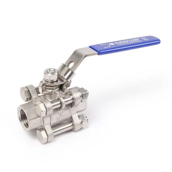 Válvula de bola Midline Valve de 1/2" de acero inoxidable, de 3 piezas