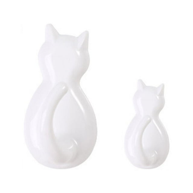 2 Pieces ABS Animal Shape Hook Punch-free Decorative Self-adhesive Replacement Simple Style Bathroom Key Hanger White