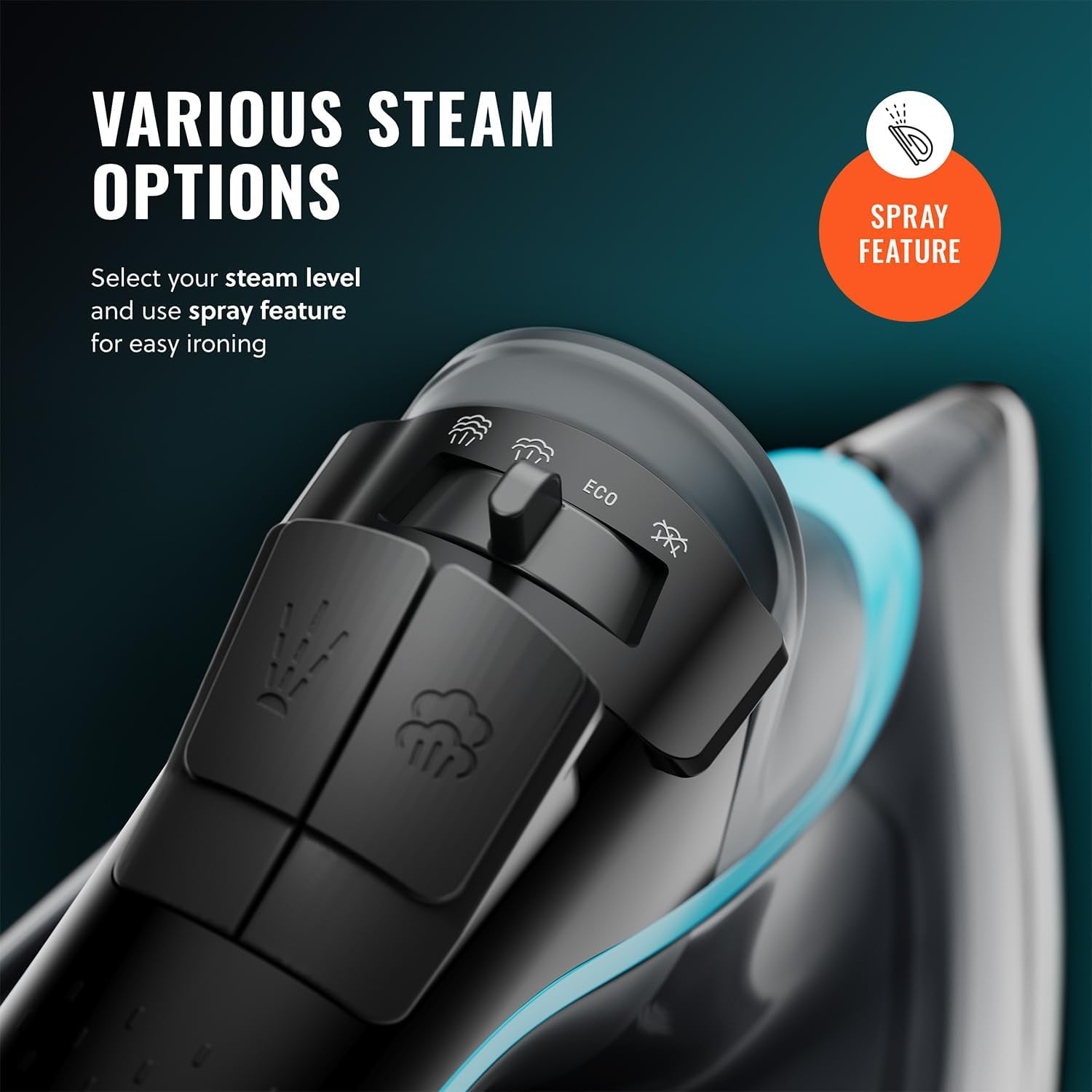 SteamBurst+ 1750W Steam Iron with Ceramic Soleplate for All Fabrics