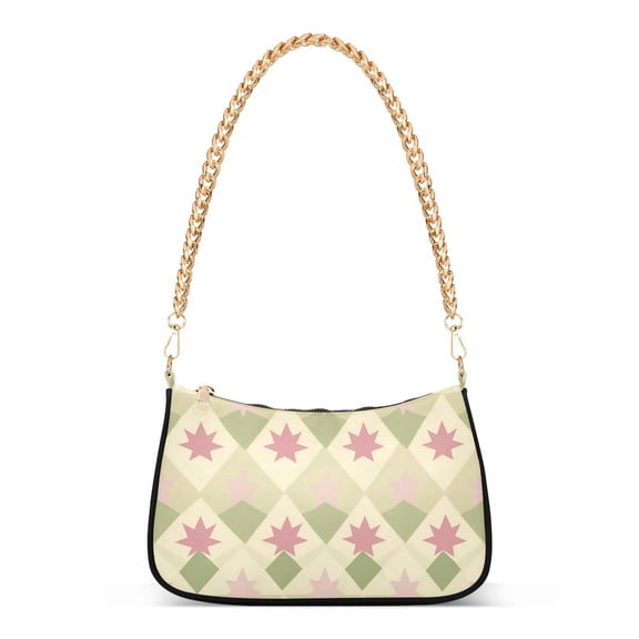FORMRS Womens Shoulder Bag with Chain Strap Clutch Purse Cute Tote Handbag, Pastel Green Geometric