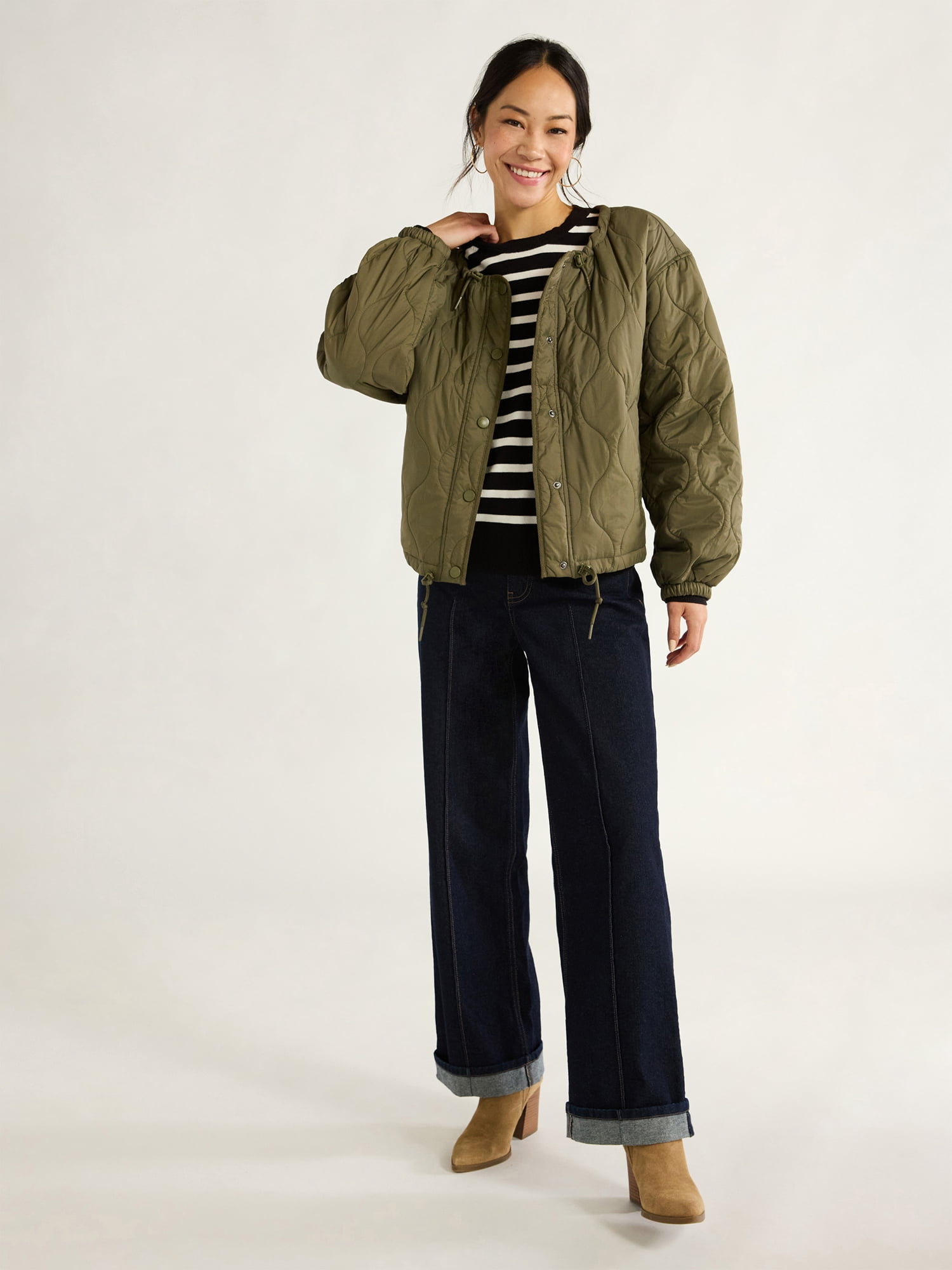 Free Assembly Women's Quilted Parachute Jacket, XS-XXL