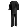 thumbnail image 3 of Huanyaaa Women's V Neck Trousers Suit Casual Long Pants Outfit Set for Daily Wear Comfortable Pull On Pants with Drawstring Stylish Pure Color Two Piece Ensemble Dressy Sweatsuits Petite Pant Suits, 3 of 4