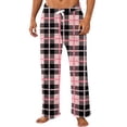 thumbnail image 3 of Trgacdwlo Men Flannel Pajama Pants Plaid Print Fuzzy Sleepwear Mens Pajama Pants Fleece Elastic Waist Fall Winter Warm Lounge Pants Men, 3 of 6