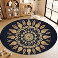 thumbnail image 4 of Round Rugs 8' x 8' Washable Round Area Rug, Minimalist Mandala Non-Slip Circle Rugs Low-Pile Floor Carpet, Soft Gold Printed Rug for Living Room Bedroom, 4 of 7
