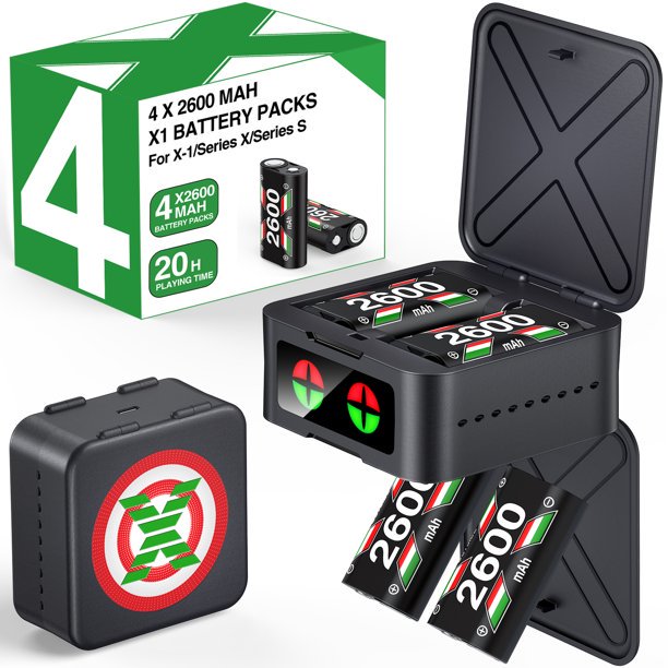 Xbox Rechargeable Battery Pack with 4x2600mAh Controller Batteries