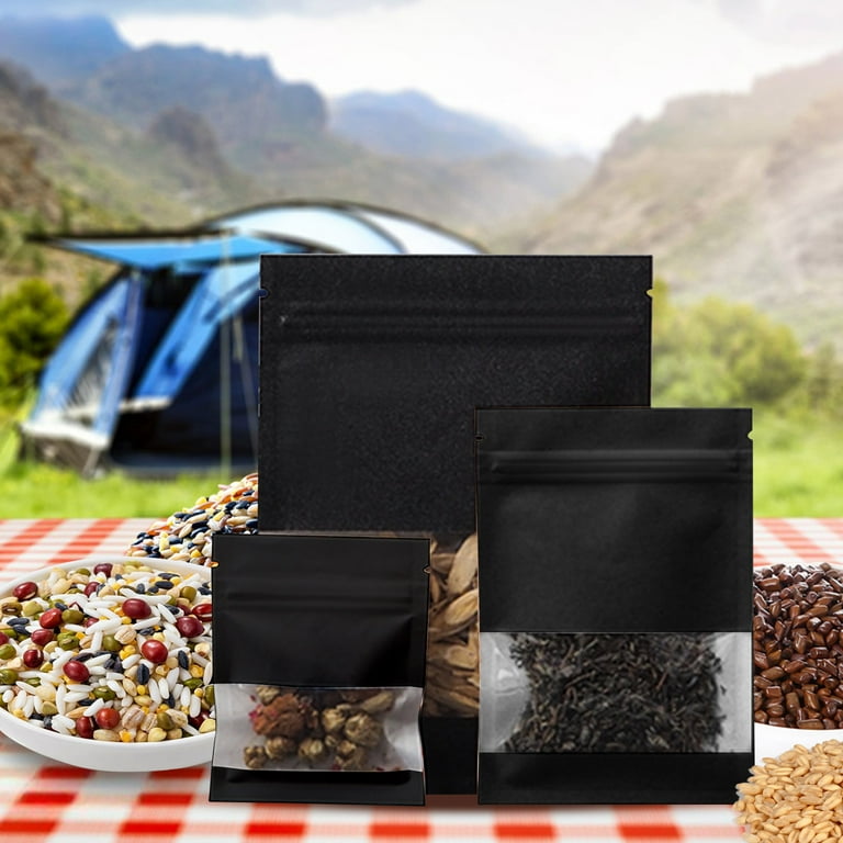 Harlier 100 Pack Small Resealable Bags Airtight Black Kraft Paper Bags with Clear Window Seed Storage Spice Bag Small Packaging Bags for Storage Sample Bags Heat Sealable Bags Walmart