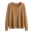 thumbnail image 4 of HCYSFG Womens Solid Color Cardigan Sweater Round Neck Button Front Long Sleeve Relaxed Fit Ribbed Knit Casual Everyday Tops, 4 of 4