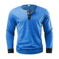 thumbnail image 2 of Styesk Chemises pour Hommes Chemise Homme Rayure Fallow Col Rond Ample Fallow T-shirt à Manches Longues Chemise de Base, 2 of 4