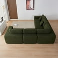 thumbnail image 3 of 108 × 108'' Modular Sectional Couch, Modern L-Shape Sectional Sofa, Comfy Lambswool Fabric Living Room Sofa, Free Combination L-Shape Sectional Floor Sofa Sleeper Sofa Bed ,Green, 3 of 6