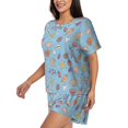 thumbnail image 3 of Womens Pajama Sets With Pocket, Conch Shells Print No.904 Lounge Sets Short Sleeve Sleepwear PJ Sets for Women, 3 of 6