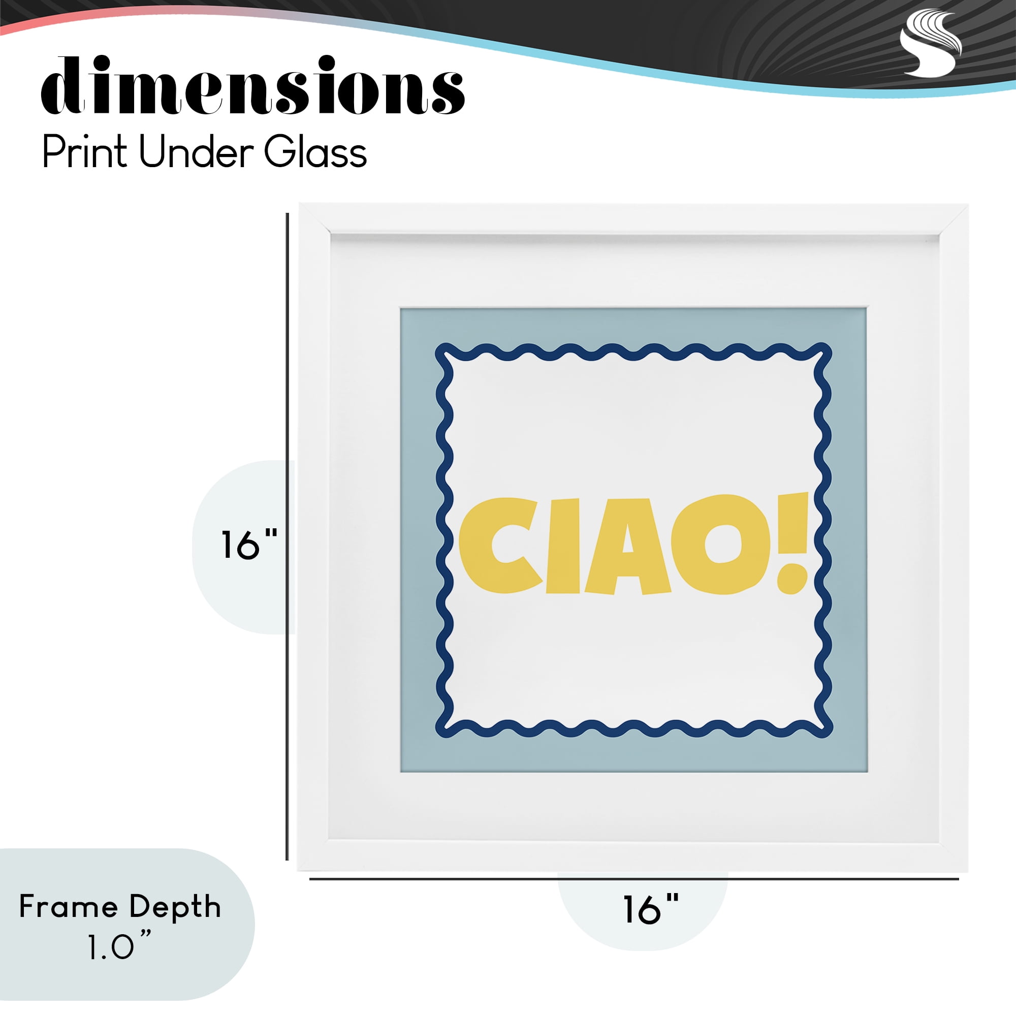Stupell Industries CIAO! Bold Yellow Typography White Framed Print Under Glass, design by SD Graphics Studio