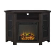 Pemberly Row 48" Wood Corner Fireplace Media TV Stand in Espresso